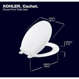Kohler Cachet Slow Close Round White Plastic Toilet Seat