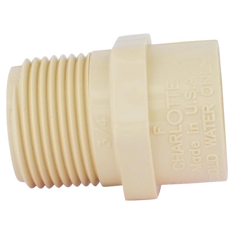 Charlotte Pipe FlowGuard Schedule 40 3/4 in. Socket X 3/4 in. D MNPT CPVC Adapter 1 pk, Pack of 25