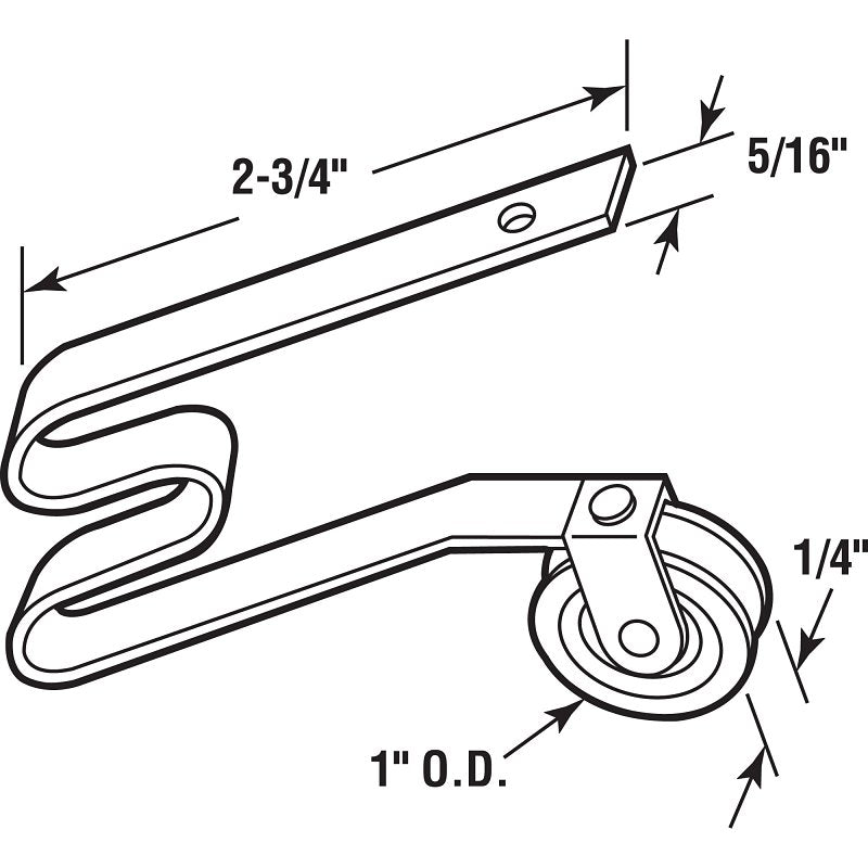 Prime-Line B 746 Adjustable Spring Tension Roller Assembly, 1 in Dia Roller, 1/4 in W Roller, Stainless Steel Roller
