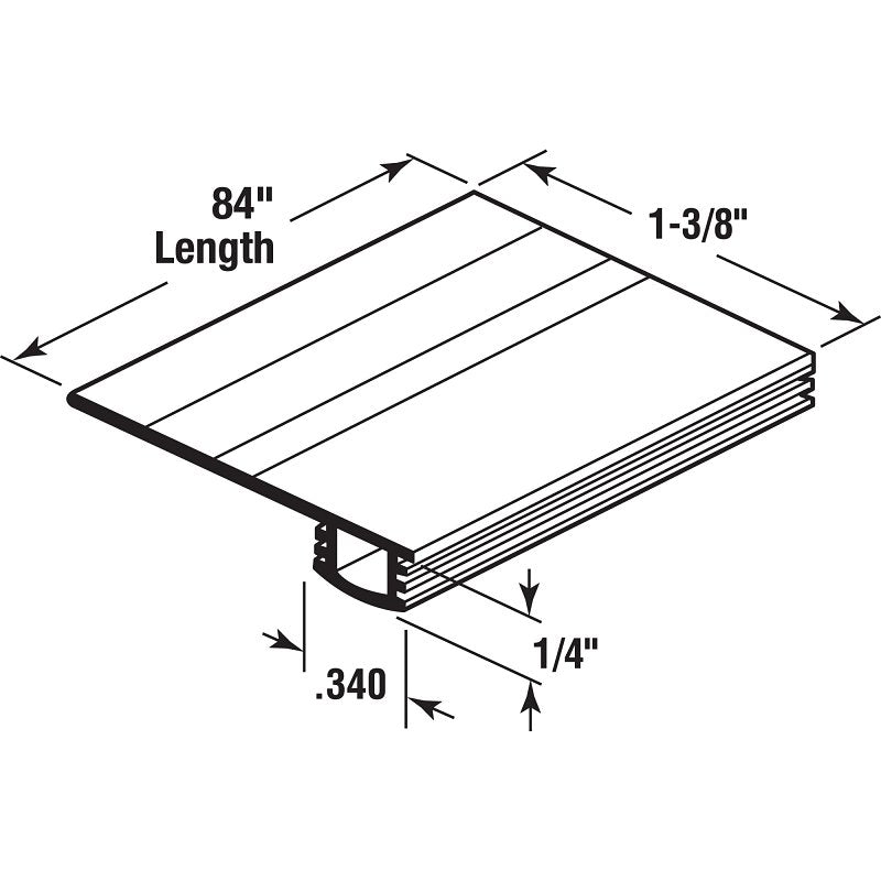 Prime-Line B 705 Bug Seal, 3/4 to 1-3/8 in W, 7 in L, Vinyl