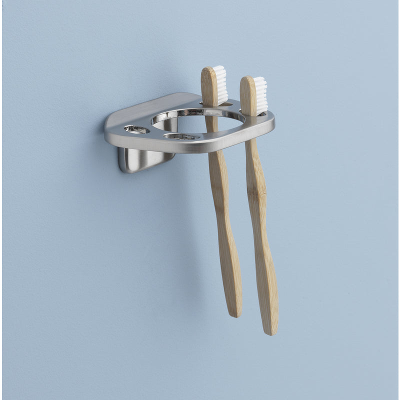 OakBrook Brushed Nickel Silver Die Cast Zinc Toothbrush/Tumbler Holder