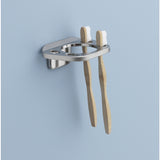 OakBrook Brushed Nickel Silver Die Cast Zinc Toothbrush/Tumbler Holder