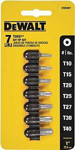 DEWALT TORX Series DW2067 Star Bit Set, 7-Piece, Single-Ended, Steel