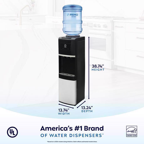 Primo Water Pro 3-5 gal Black Water Dispenser Stainless Steel