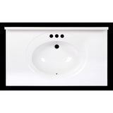 Arstar Standard Cultured Marble Bathroom Sink 37 in. W X 22 in. D White