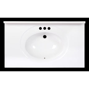 Arstar Standard Cultured Marble Bathroom Sink 37 in. W X 22 in. D White