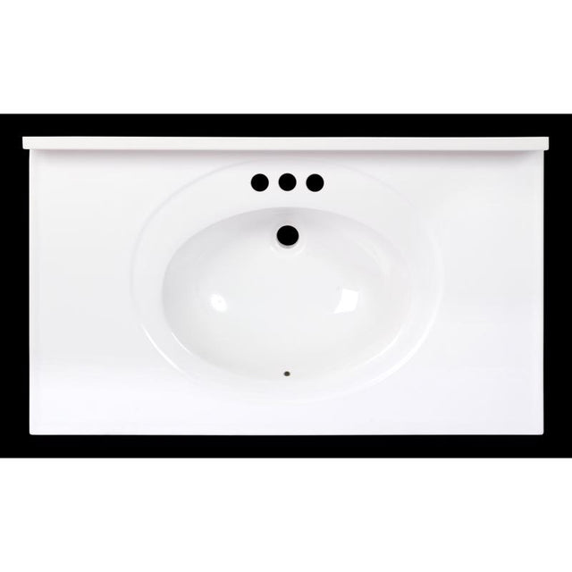 Arstar Standard Cultured Marble Bathroom Sink 37 in. W X 22 in. D White