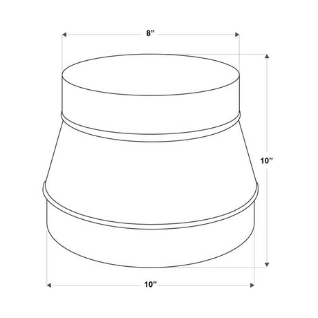 Imperial 10 in. D X 8 in. D Galvanized Steel Furnace Reducer and Increaser