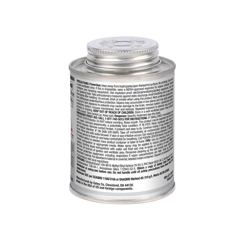 Oatey 31094 Solvent Cement, 8 oz Can, Liquid, Gray
