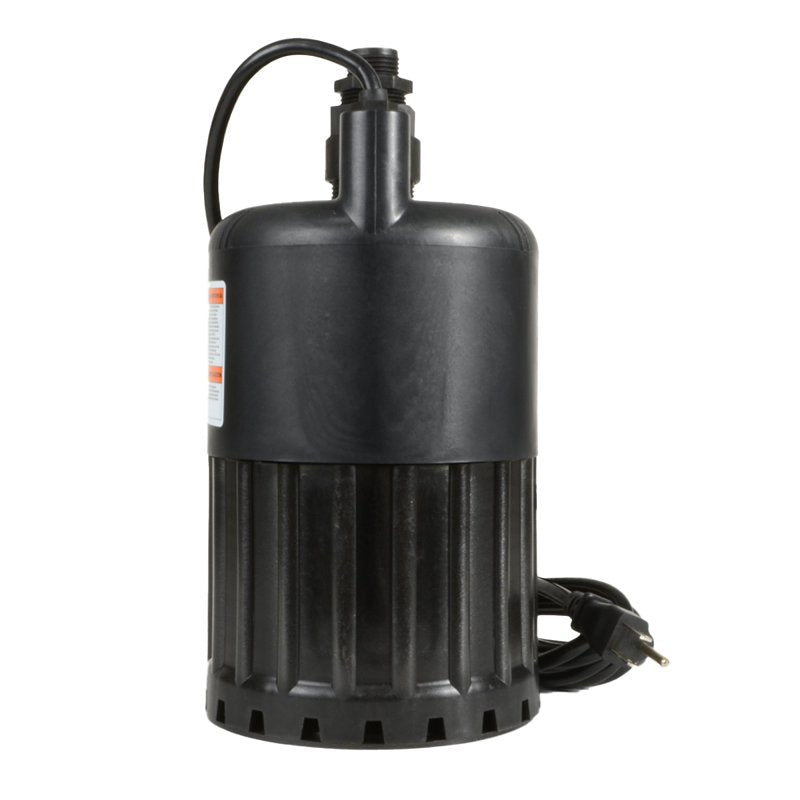 Eco-Flo SUP Series SUP80 Submersible Utility Pump, 3.3 A, 115 V, 1/2 hp, 1-1/4 in Outlet, 3180 gph, Thermoplastic