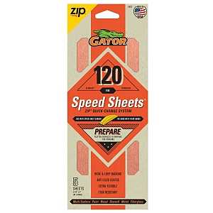 Gator 7473 Hook and Loop Sandpaper, 9 in L, 3-2/3 in W, 120 Grit, Aluminum Oxide Abrasive, Latex/Paper Backing