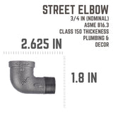 STZ Industries 3/4 in. FIP each X 3/4 in. D MIP Black Malleable Iron 90 Degree Street Elbow, Pack of 5