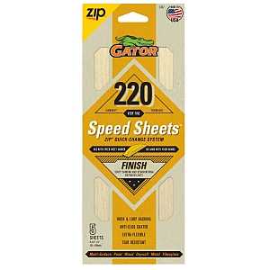 Gator 7477 Hook and Loop Sandpaper, 9 in L, 3-2/3 in W, 220 Grit, Aluminum Oxide Abrasive, Latex/Paper Backing