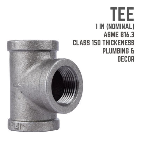 STZ Industries 1 in. FIP each X 1 in. D FIP 1 in. D FIP Black Malleable Iron Tee, Pack of 5