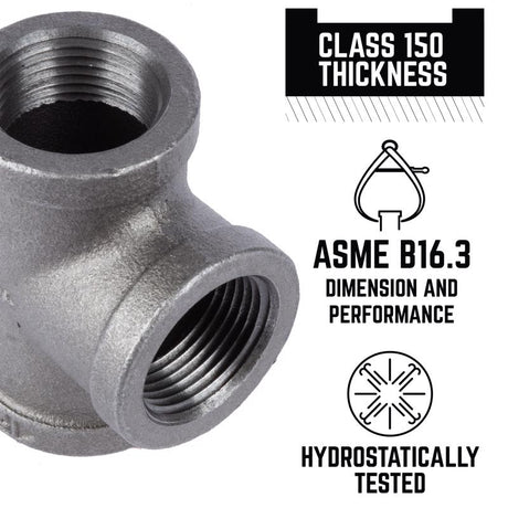 STZ Industries 1 in. FIP each X 1 in. D FIP 1 in. D FIP Black Malleable Iron Tee, Pack of 5