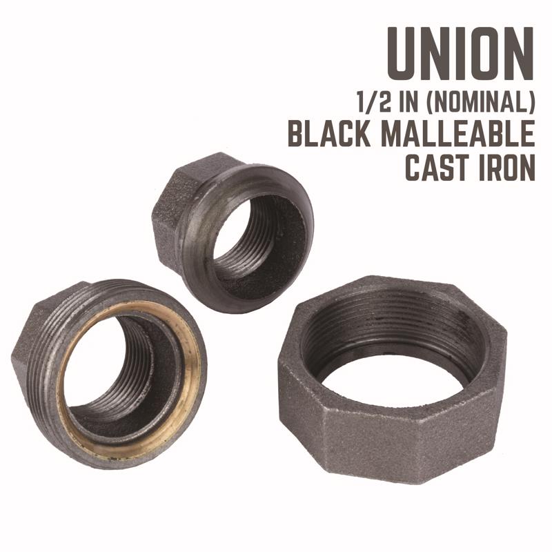 STZ Industries 1/2 in. FIP each X 1/2 in. D FIP Black Malleable Iron Union, Pack of 5