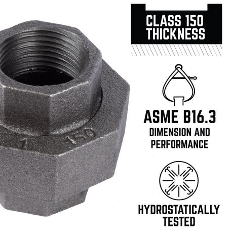 STZ Industries 1 in. FIP each X 1 in. D FIP Black Malleable Iron Union, Pack of 5