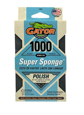 Gator 7465 Sanding Sponge, 5 in L, 3 in W, 1000 Grit, Mirror Fine, Silicone Carbide Abrasive