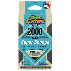 Gator 7467 Sanding Sponge, 5 in L, 3 in W, 2000 Grit, Ultra Fine, Silicone Carbide Abrasive