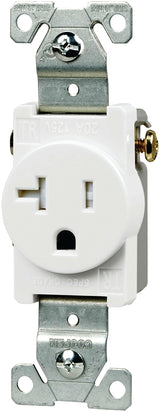 Eaton Wiring Devices TR1877W-BXSP Single Receptacle, Flush Mounting, 2-Pole, 125 V, 20 A, Side Wiring, White