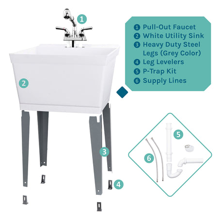 Tehila 22.875 in. W X 23.5 in. D Freestanding Thermoplastic Utility Sink