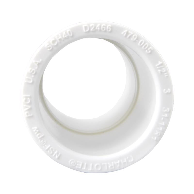 Charlotte Pipe Schedule 40 1/2 in. Socket X 1/2 in. D Socket PVC Coupling 1 pk