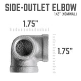 STZ Industries 1/2 in. FIP each X 1/2 in. D FIP 1/2 in. D FIP Black Malleable Iron Side Out Elbow