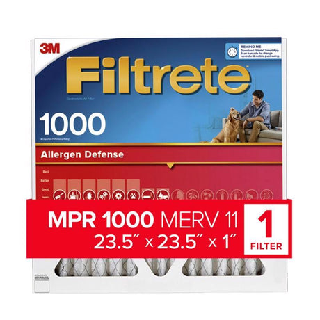 Filtrete 23 in. W X 23 in. H X 1 in. D Polypropylene 1000 MPR Pleated Allergen Air Filter 1 pk, Pack of 4