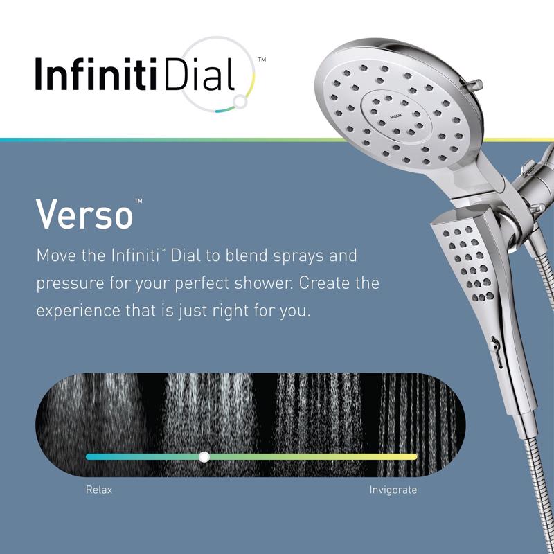 Moen Chrome Metal 8 settings Showerhead Combo 1.75 gpm