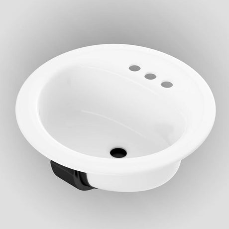 Bootz Laurel Series 021-2435-00 Lavatory Sink, Round Basin, 3-Deck Hole, 19 in OAW, 19 in OAH, 7-13/16 in OAD, Steel