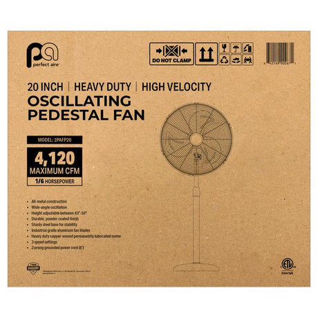 Perfect Aire 30.75 in. H X 20 in. D Oscillating Pedestal Fan