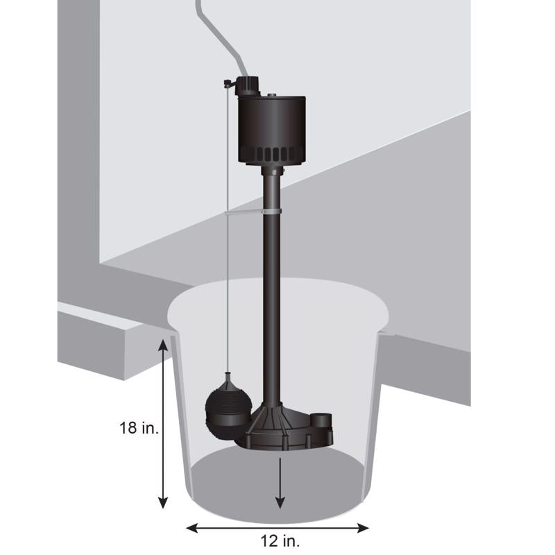 Star Water Systems 1/3 HP 3000 gph Thermoplastic Vertical Float Switch AC Pedestal Sump Pump