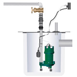 Zoeller 1 HP 2535 gph Cast Iron Tethered Float Switch Grinding Pump