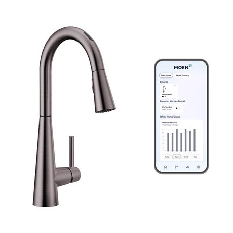 Moen Sleek One Handle Stainless Steel Motion Sensing Pull-Down Kitchen Faucet Smart