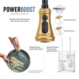 Moen Weymouth Two Handle Brush Gold Pull-Down Kitchen Faucet