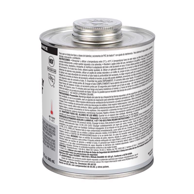Oatey Gray Cement For PVC 32 oz