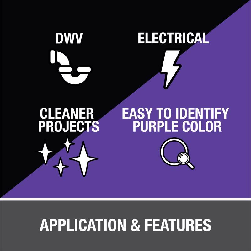 Oatey Clear/Purple Primer and Cement For PVC 8 oz