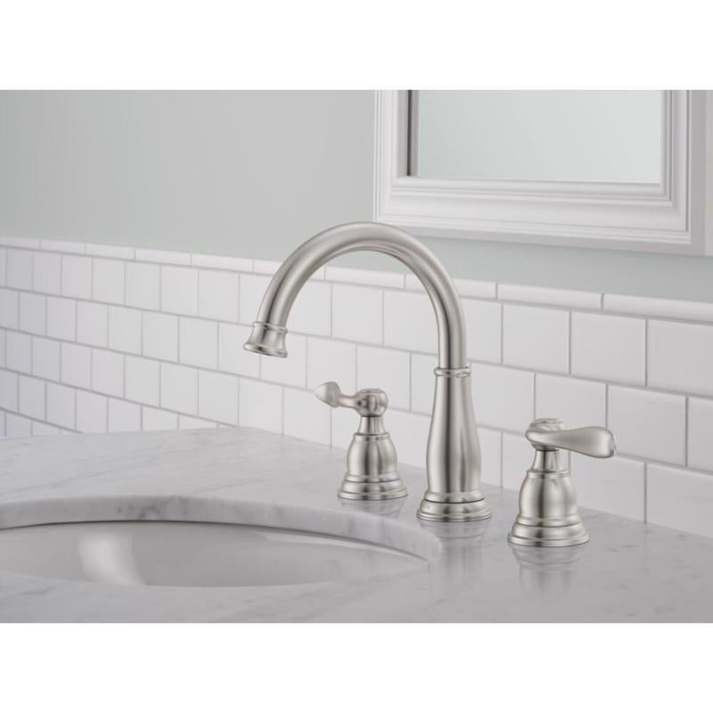 Delta Windemere Brushed Nickel Traditional Widespread Bathroom Sink Faucet 8 in.