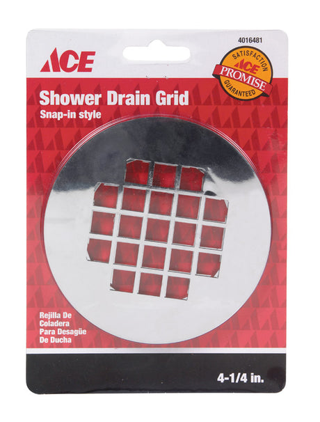 Ace 4-1/4 in. Chrome Plastic Shower Drain Strainer