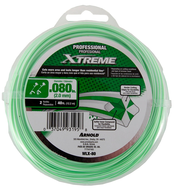 Arnold Xtreme Professional Series WLX-80 Trimmer Line, 0.08 in Dia, 40 ft L, Monofilament