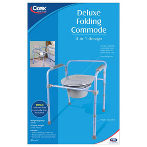 Carex Health Brands Blue/Gray Deluxe Folding Commode Steel 22 in. H X 16 in. L