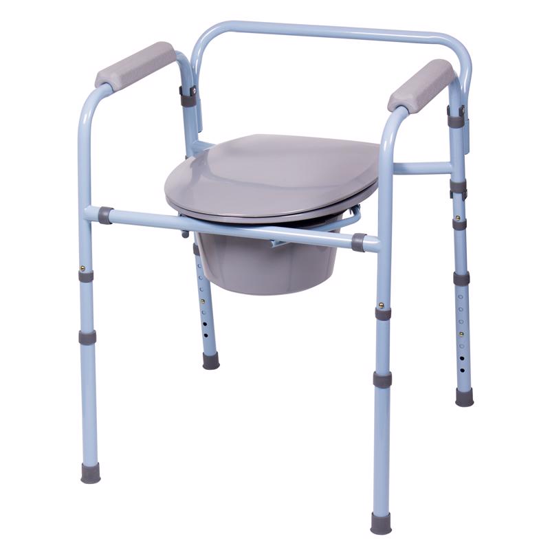 Carex Health Brands Blue/Gray Deluxe Folding Commode Steel 22 in. H X 16 in. L