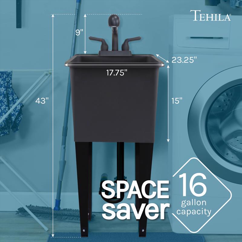 Tehila 17.75 in. W X 23.25 in. D Freestanding Thermoplastic Utility Sink