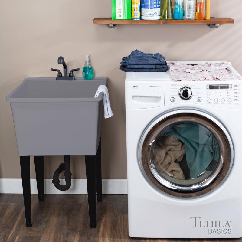 Tehila 22.875 in. W X 24.7 in. D Freestanding Thermoplastic Utility Sink