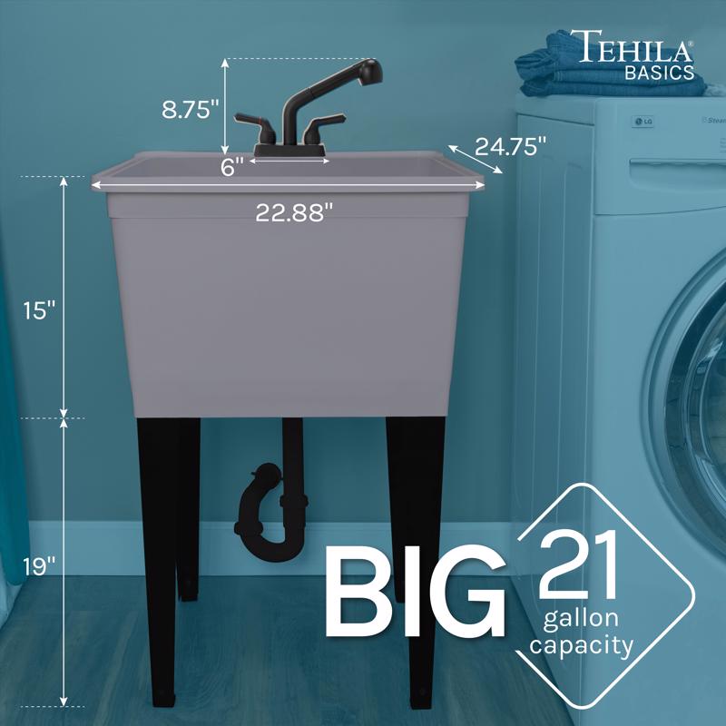 Tehila 22.875 in. W X 24.7 in. D Freestanding Thermoplastic Utility Sink