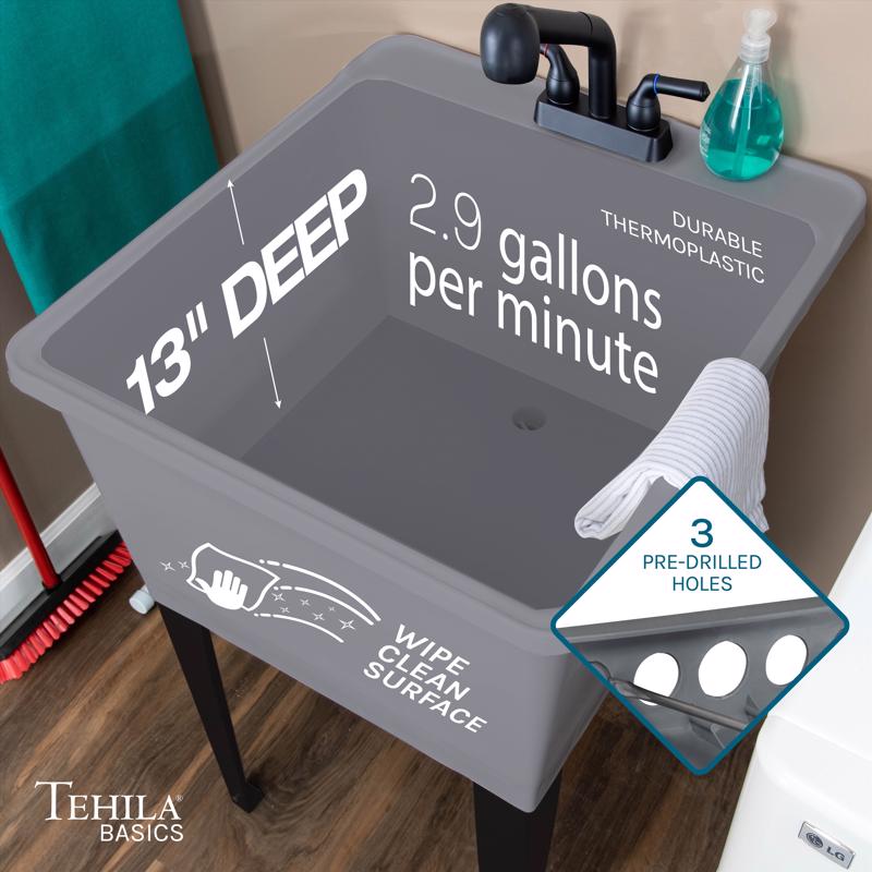 Tehila 22.875 in. W X 24.7 in. D Freestanding Thermoplastic Utility Sink