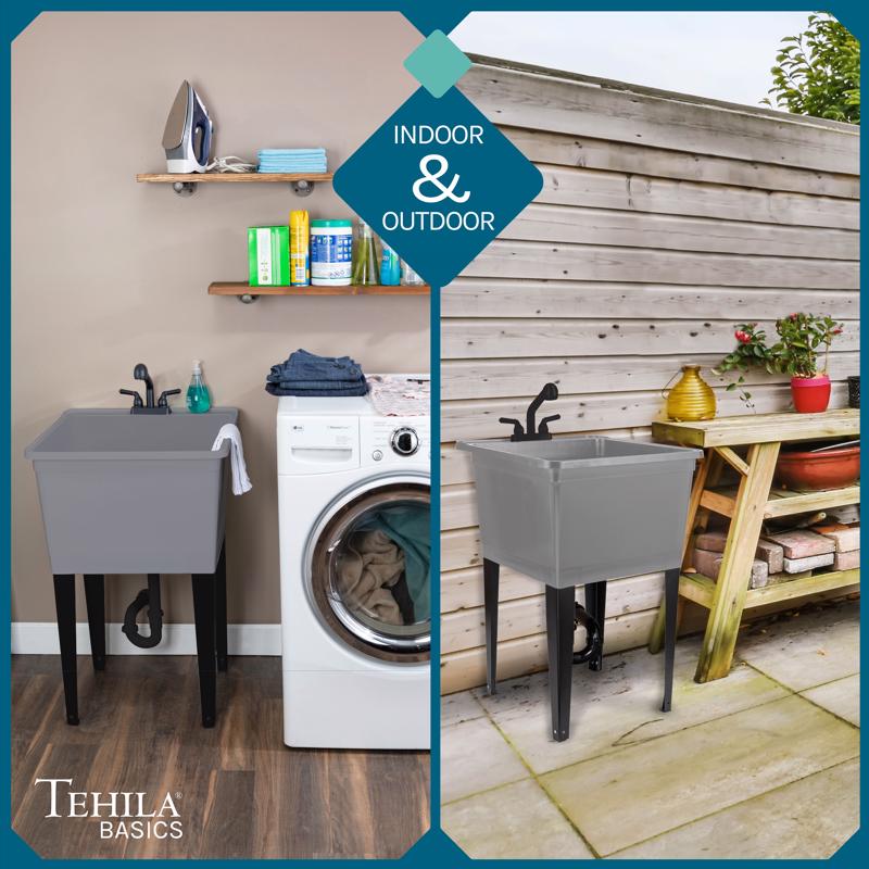 Tehila 22.875 in. W X 24.7 in. D Freestanding Thermoplastic Utility Sink