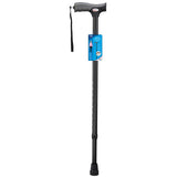 Carex Health Brands Black Soft-Grip Walking Cane w/Strap Aluminum/Plastic 40 in. H X 5.2 in. L