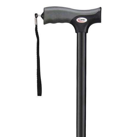 Carex Health Brands Black Soft-Grip Walking Cane w/Strap Aluminum/Plastic 40 in. H X 5.2 in. L