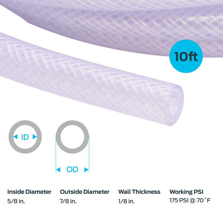 EZ FLO 1/2 in. D X 3/4 in. D X 10 ft L PVC Braided Tubing